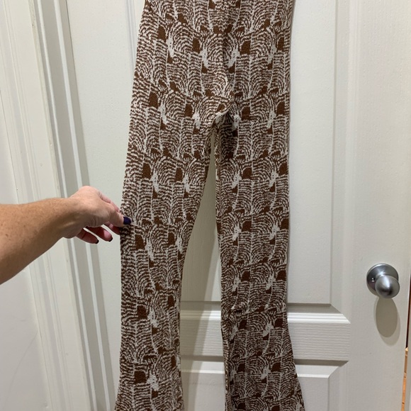 Free People Women’s XS Late for the sky knit flare leggings pants BNWT brown - Picture 3 of 6